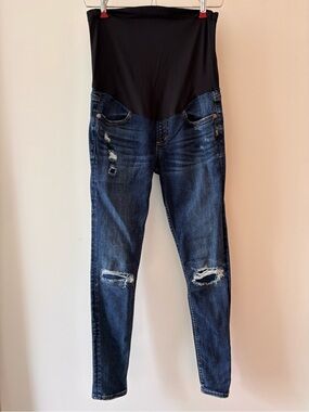 Silver Maternity Skinny Jeans with Black Support Panel